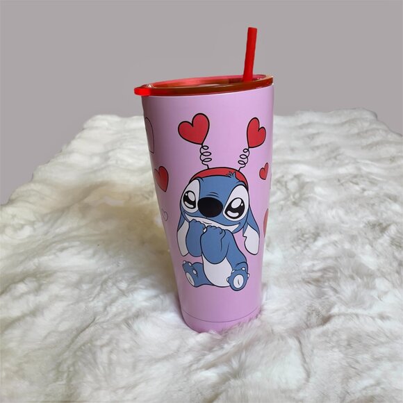 Disney Other - Disney Stitch Valentines Tumbler Pink/Red Hearts Stainless‎ Tumbler